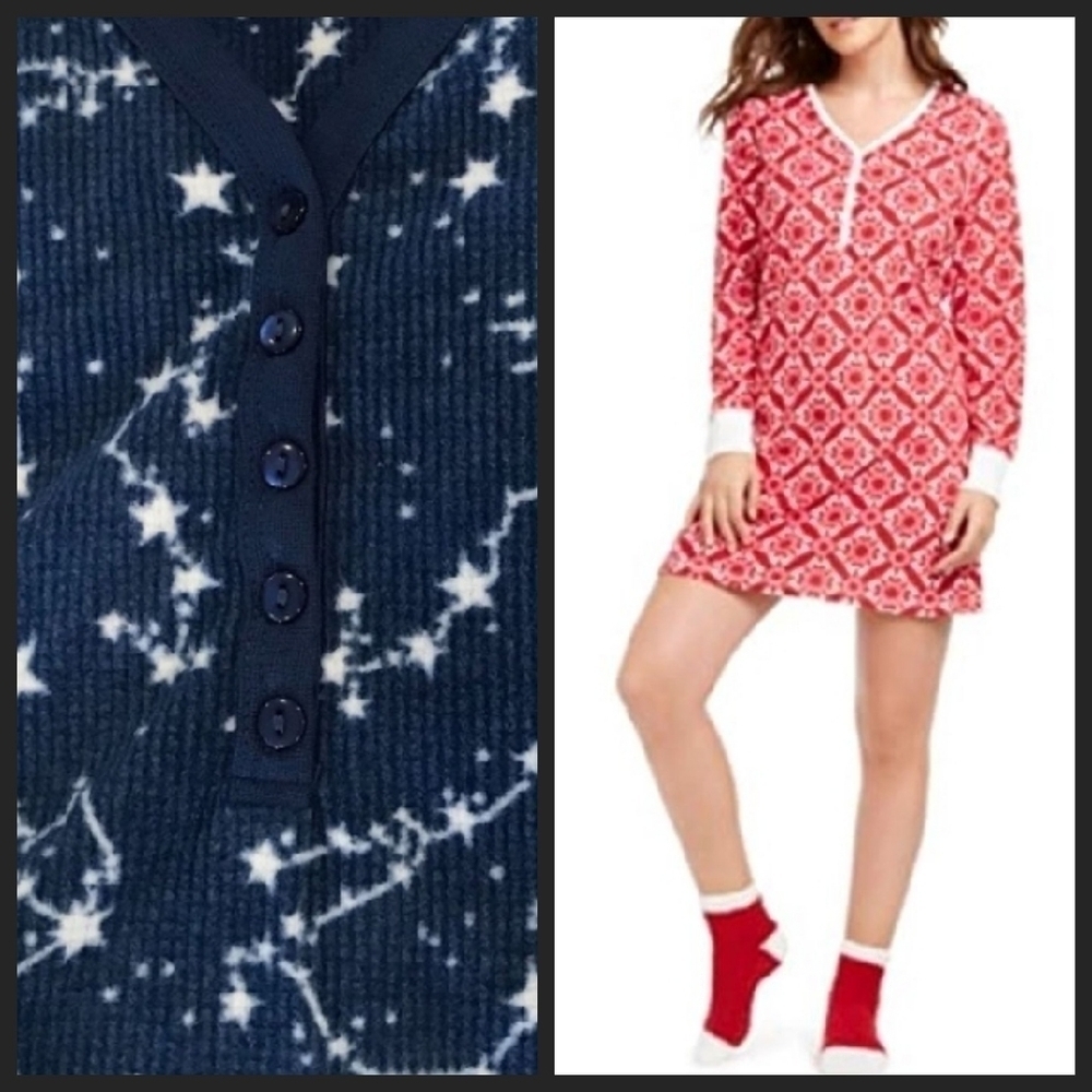 NEW! CHARTER CLUB Soft Fleece Waffle Knit Sleep Shirt & Slipper Socks Gift Set.